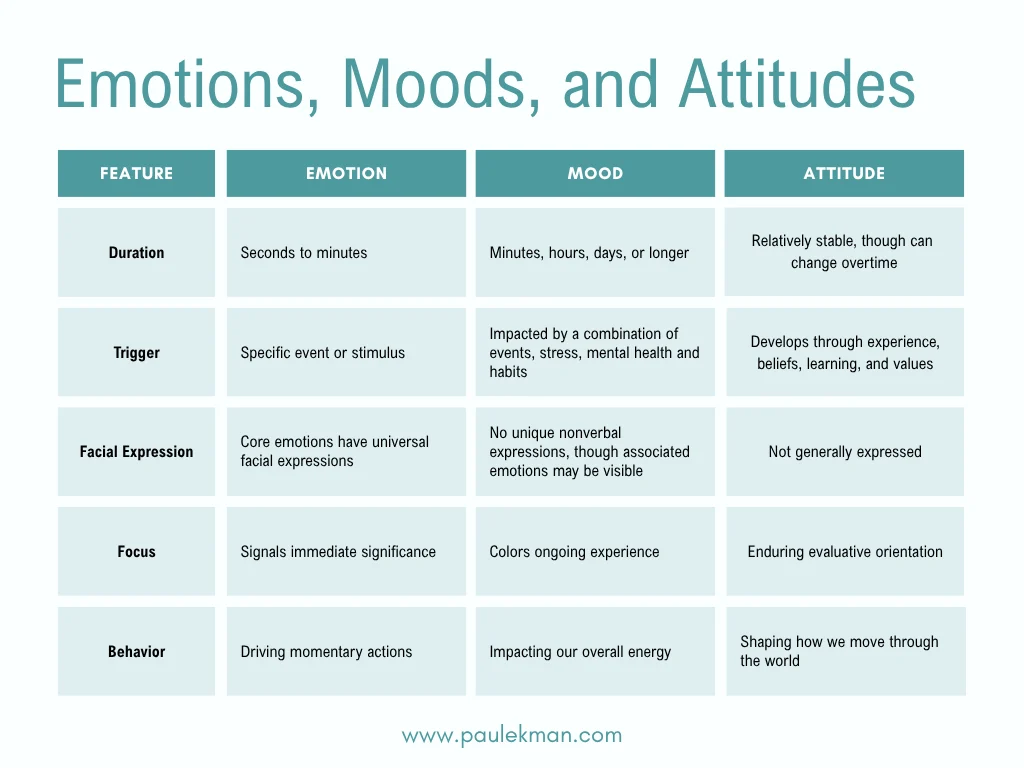 Understanding the Nuances of Emotions, Moods, and Attitudes